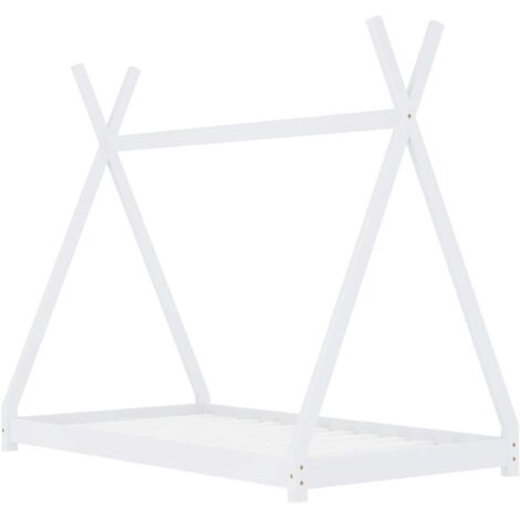 Lit enfant pour 1 personnes, Structure de lit, Assemblage Facile, Blanc Bois de pin massif 70x140 cm OIB1291E
