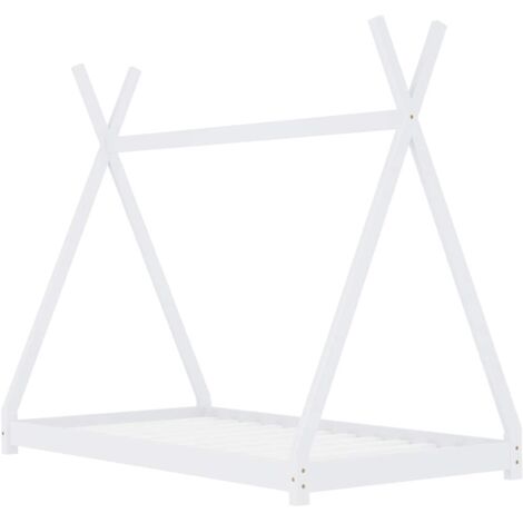 Lit enfant pour 1 personnes, Structure de lit, Assemblage Facile, Blanc Bois de pin massif 80x160 cm OIB1976E