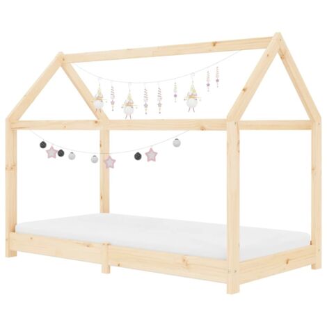 Lit enfant pour 1 personnes, Structure de lit, Assemblage Facile, Bois de pin massif 70x140 cm OIB7517E