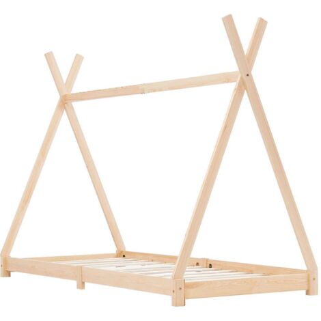 Lit enfant pour 1 personnes, Structure de lit, Assemblage Facile, Bois de pin massif 80x160 cm OIB9409E