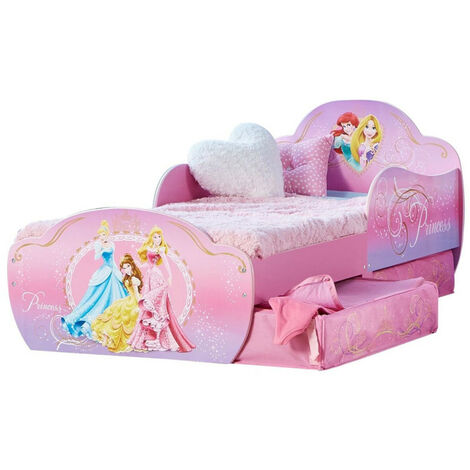 Lit enfant Princesse Disney Design avec tiroirs de rangement - Rose