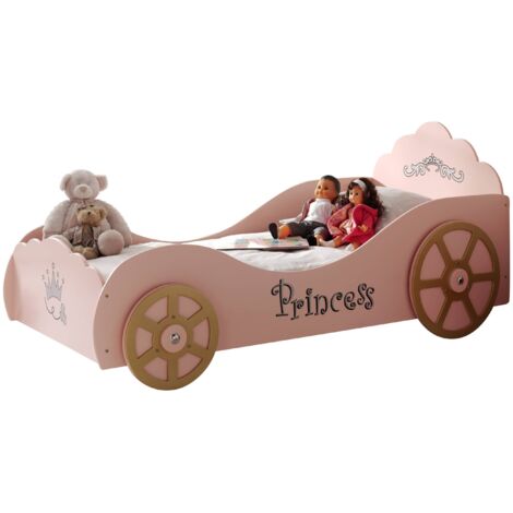 Lit enfant Princesse PINKY 90x200 – Sommier inclus Avec matelas-Modéle Avec matelas