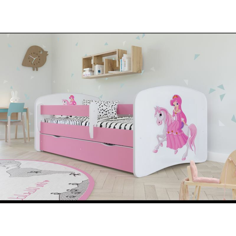 Lit de princesse rose Babydreams à cheval avec un tiroir sans matelas 180/80
