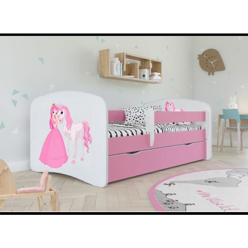 Kocot Kids - Lit Babydreams princesse rose cheval avec un tiroir sans matelas 140/70