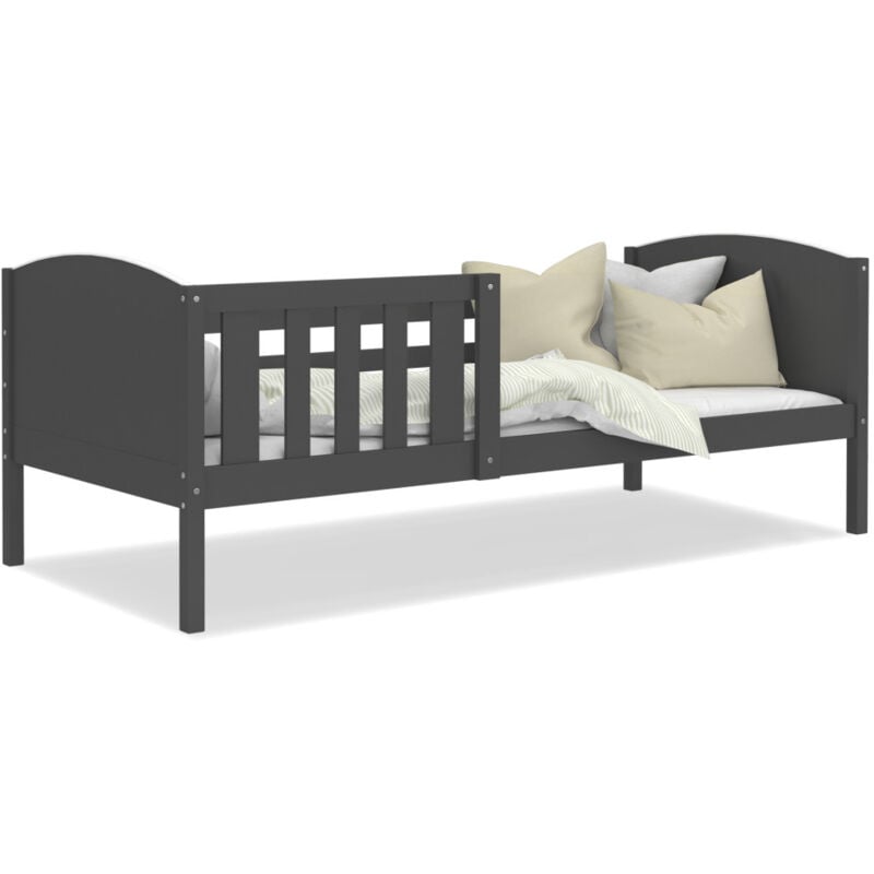 Kids Literie - Lit Enfant Tom 90x190 Gris - gris Livré avec sommiers