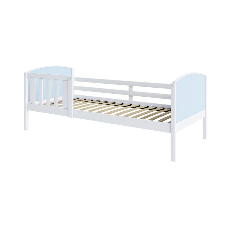 Kids Literie - Lit Enfant Tom 90x190 Blanc - bleu Livré avec sommiers