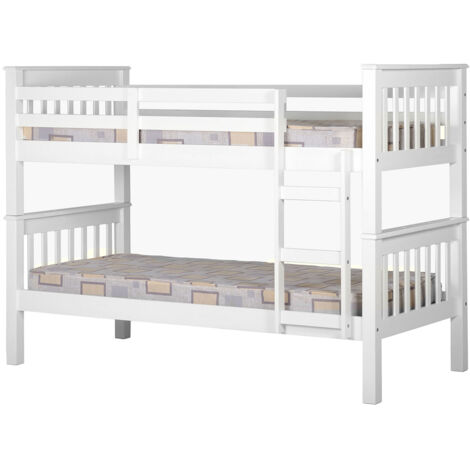 Lit enfant superposé en bois blanc - Hauteur 151 x Longueur 205 x Profondeur 105 cm