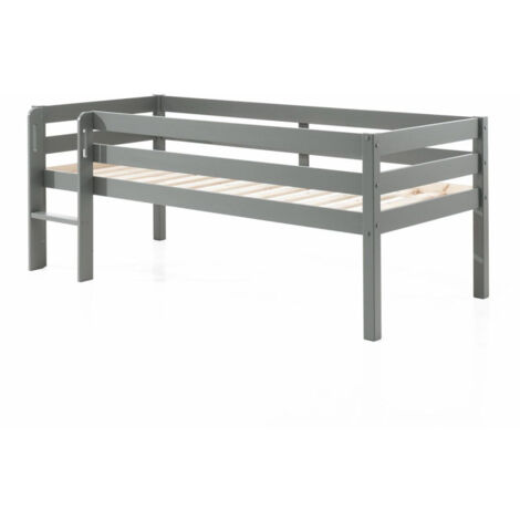 Lit Enfant Surélevé & Échelle "Pino" 90x200cm Gris