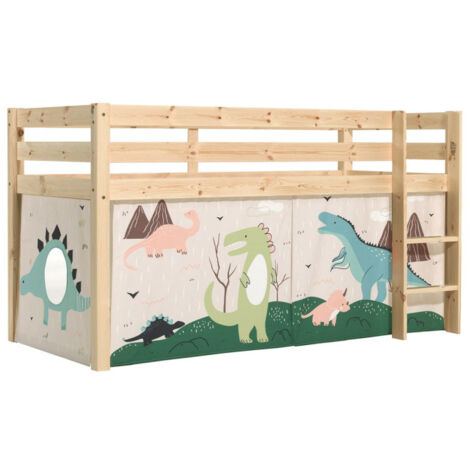 Lit Enfant Surélevé "Pino Dino" 90x200cm Naturel