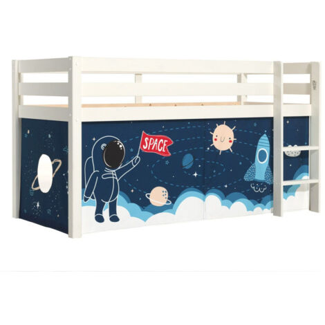 Lit Enfant Surélevé "Pino Space Shuttle" 90x200cm Blanc