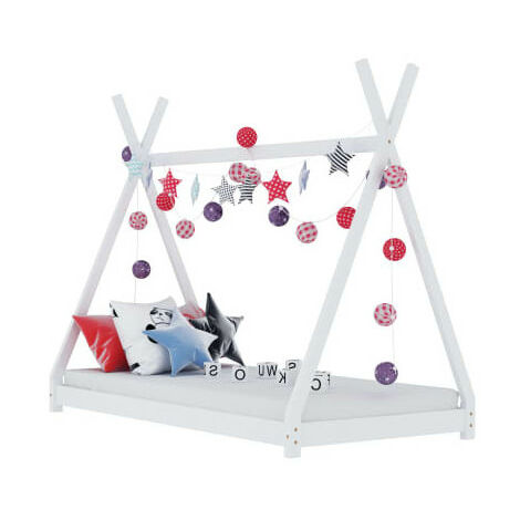 Lit enfant tente bois pin massif blanc Indiana 90x200 cm