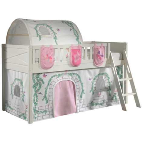 Lit Enfant Tente, Tunnel & 3 Pochettes "Scott Birdy" 90x200cm Blanc