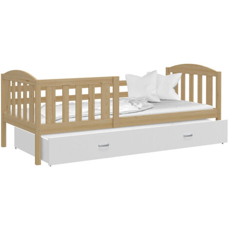 Lit Enfant Teo 90x190 tiroir + Matelas Pin - blanc