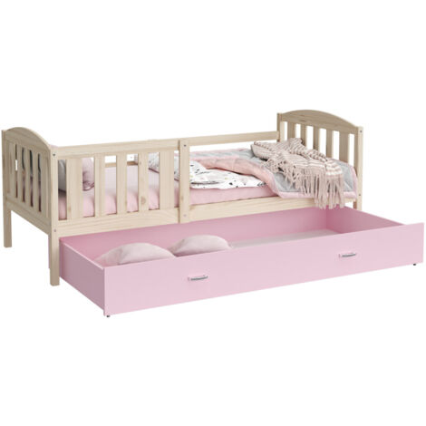 Lit Enfant Teo 90x190 tiroir + Matelas Pin - rose