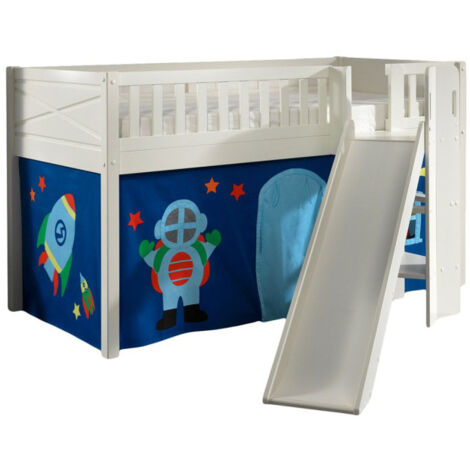 Lit Enfant Toboggan & Tente "Scott Astro" 90x200cm Blanc