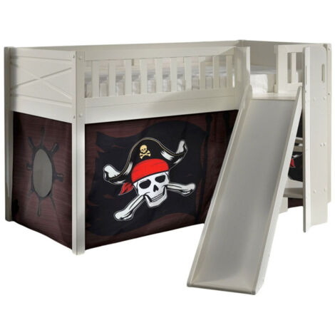 Lit Enfant Toboggan & Tente "Scott Caribian Pirates" 90x200cm Blanc