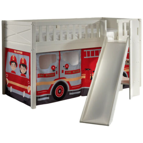 Lit Enfant Toboggan & Tente "Scott Fire Trucker" 90x200cm Blanc