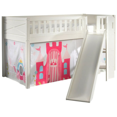 Lit Enfant Toboggan & Tente "Scott Princesse" 90x200cm Blanc