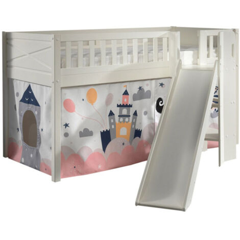 Lit Enfant Toboggan & Tente "Scott Princesse Sophie" 90x200cm Blanc
