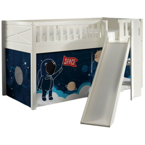 Lit Enfant Toboggan & Tente "Scott Space Shuttle" 90x200cm Blanc