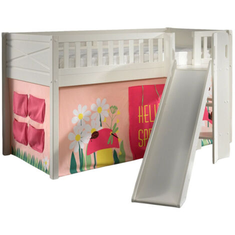 Lit Enfant Toboggan & Tente "Scott Spring" 90x200cm Blanc
