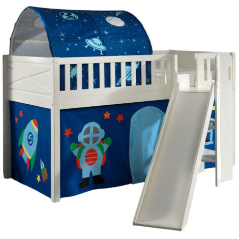 Lit Enfant Toboggan, Tente & Tunnel "Scott Astro" 90x200cm Blanc