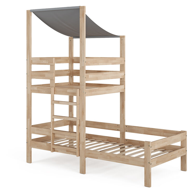 Vitalispa - Lit cabane Tom, Naturel bois, 90x200 cm