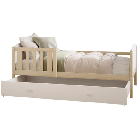 Lit Enfant Tomy 90x190 tiroir + Matelas Pin - blanc