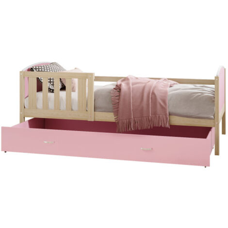 Lit Enfant Tomy 90x190 tiroir + Matelas Pin - rose