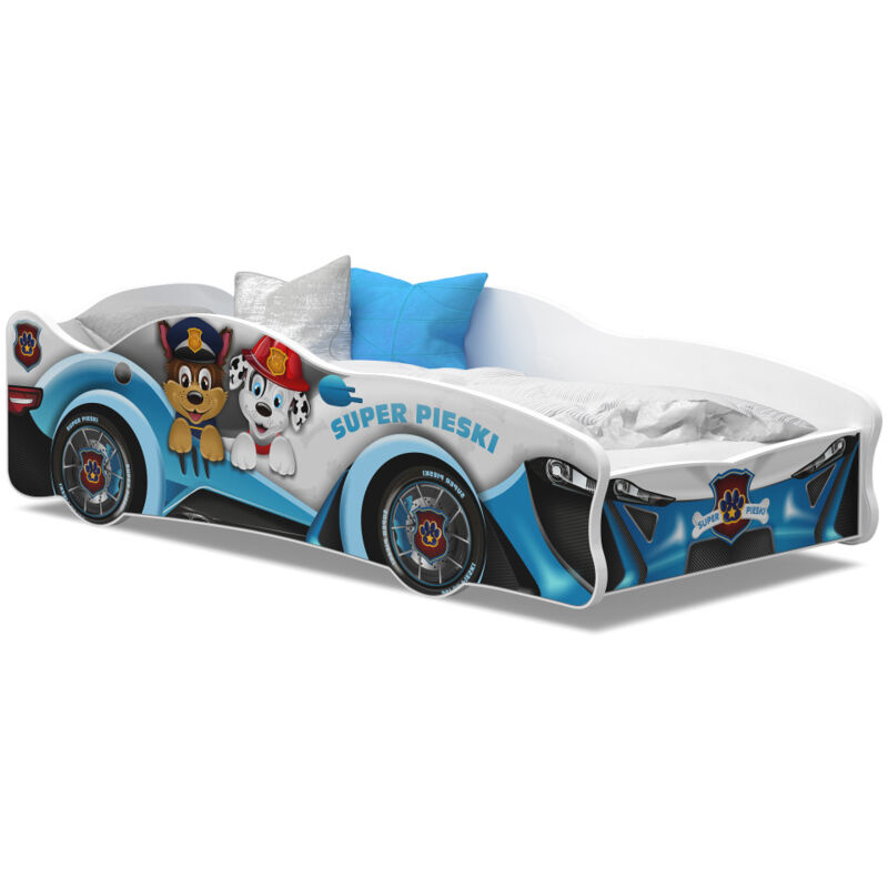 Nova Confort - Lit enfant voiture 80 x 160 cm - Pat Patrouille - Matelas et sommier inclus Blanc