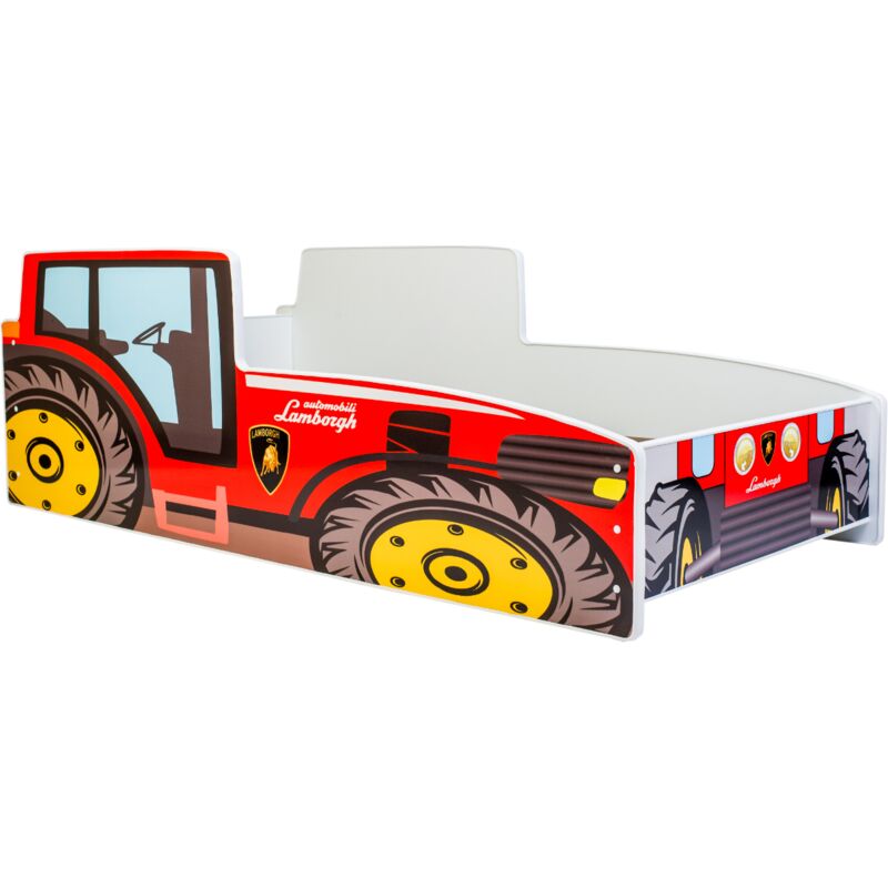 Lit enfant voiture Tracteur 160x80, avec matelas et sommier, multicolore pour garçon, pour chambre d'enfant