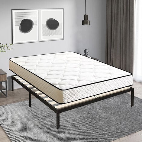 IZTOSS Lit Ensemble Matelas et Sommier 140x190 cm - Matelas 140x190x16cm Mémoire de Forme - Sommier 140x190cm avec Pieds (Deux colis)