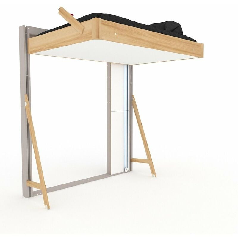 Inside75 - Lit escamotable au plafond juno horizontal 140200 cm pin encadrement cachemire