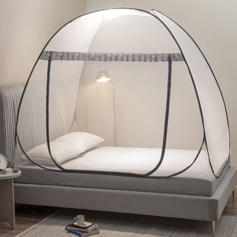 Lit escamotable avec fond en maille, pour enfants, filles et garçons, convient pour l'intérieur et l'extérieur (lit simple xl, gris)