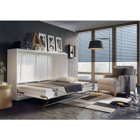 Lit escamotable DENEB 120x200 cm en trois coloris - Couleur: Blanc laqué