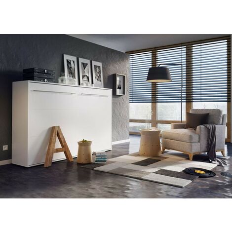 Lit escamotable DENEB 140x200 cm en trois coloris - Couleur: Blanc mat