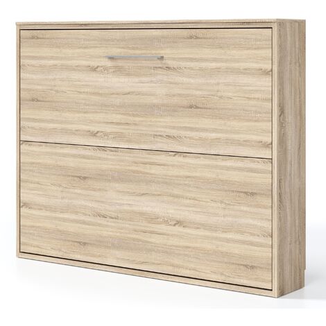Lit escamotable horizontal 80x180 Klika-Coffrage Gris ciment-Façade Blanche