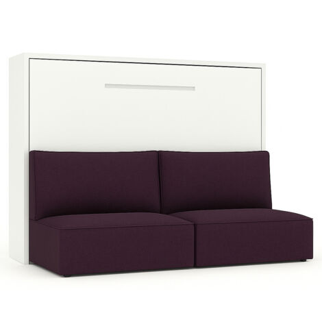 Lit escamotable horizontal avec banquette & coffres LOGIA Violet-160x200-Canapé Violet-Structure Blanche