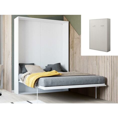 Lit escamotable ouverture verticale manuelle - 140 x 200 cm - Blanc - MALINA - Blanc