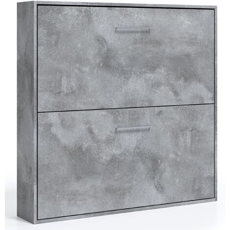 Lit escamotable superposé 90x200 Sophia-Coffrage Chêne gris-Façade Gris anthracite