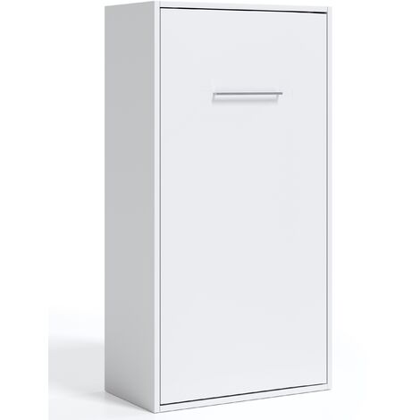 Lit escamotable superposé vertical 2 couchages 90x190 Liker-Coffrage Blanc-Façade Blanche