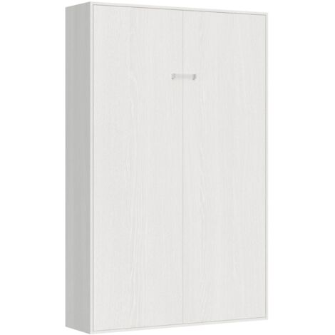 Lit escamotable vertical 140 cm – Frêne blanc – Dimensions lit ouvert L.153.6 P.215 H.210.5 cm – Capacité 220 kg – Vérins à gaz pour descente assistée – Itamoby