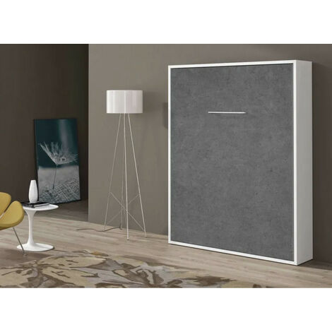 Lit escamotable vertical 140x190 Kola-Coffrage Frêne 3D-Façade Carbone