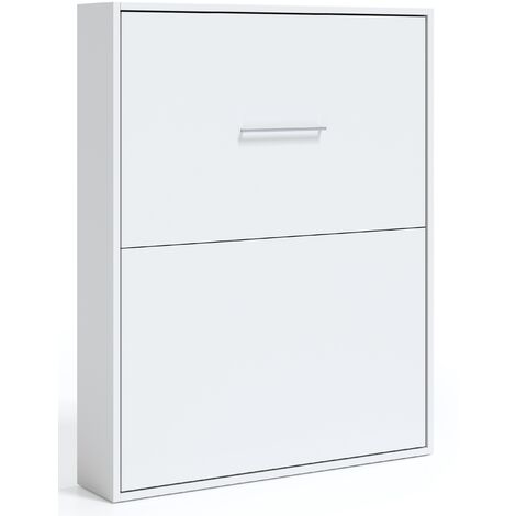 Lit escamotable vertical 160x200 blanc satiné Banila