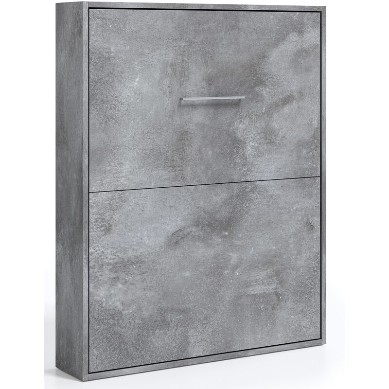 Lit escamotable vertical 160x200 cm gris béton Banila