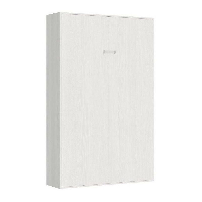 Lit escamotable vertical bois frêne blanc kanto 140x190 cm