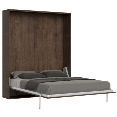 Lit escamotable vertical bois noyer kanto 160x190