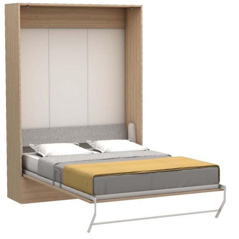 Lit escamotable vertical multimo couchage 140x200cm chêne