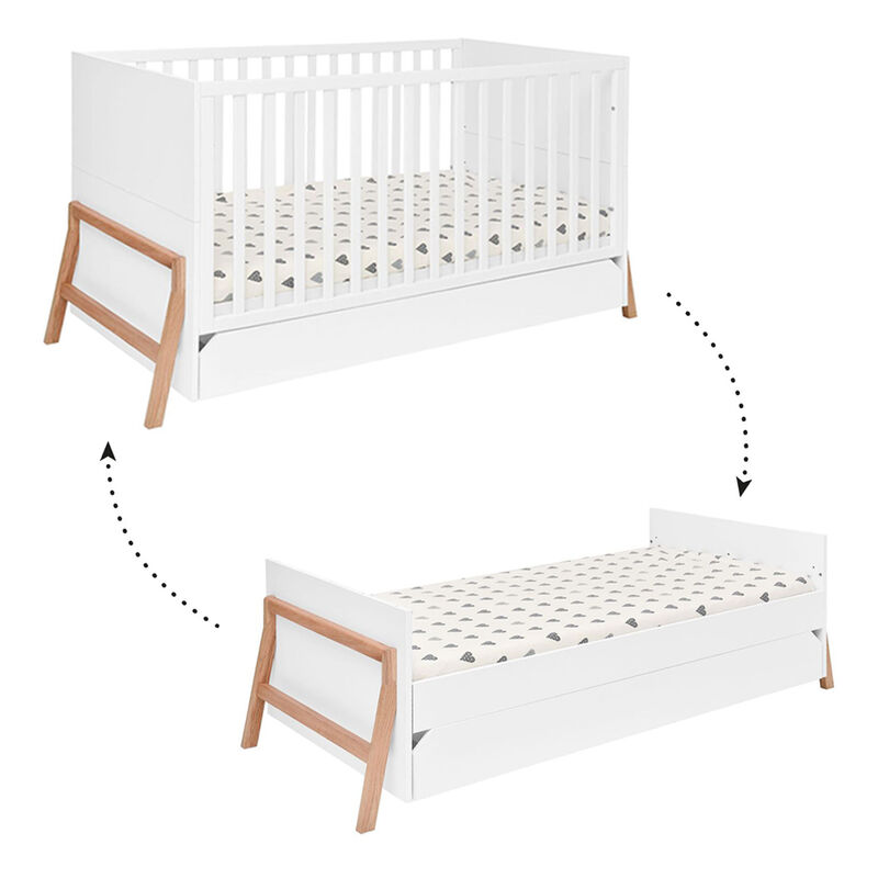 Lit évolutif 70x140 tiroir inclus Bellamy Lotta Blanc