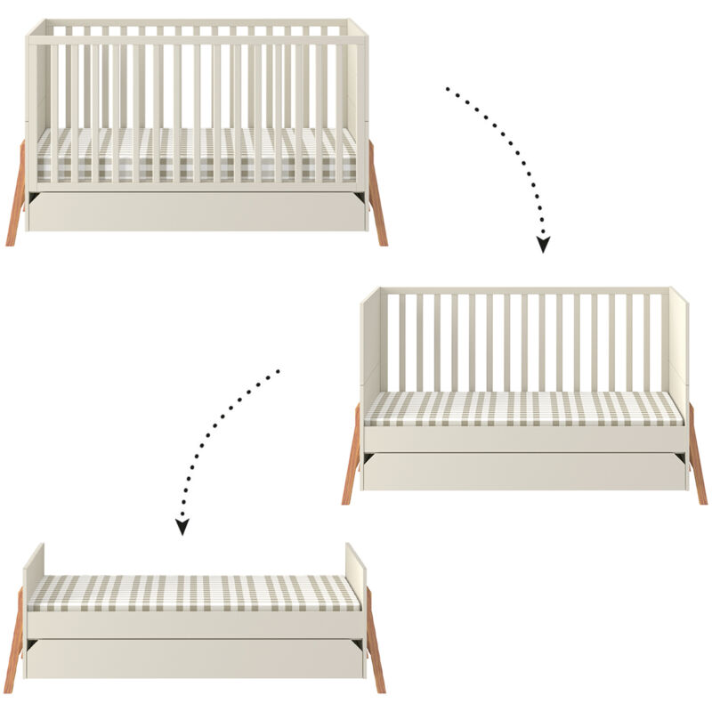 Lit évolutif 70x140 tiroir inclus Bellamy Lotta Cachemire